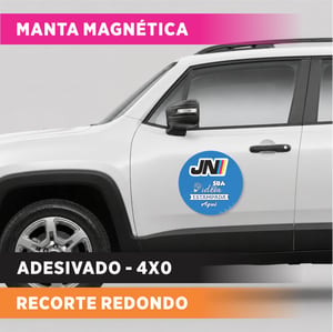 IMÃ PARA CARRO - RECORTE REDONDO manta magnética   adesivado  