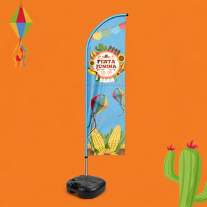 WIND BANNER MODELO NOVO - (M) Estrutura Alumínio 2.35m x 0.65m    Tecido 2.00m. Confira o gabarito antes de enviar sua arte.