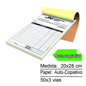 Talão 3 Vias - 20x28cm - Autocopiativo Autocopiativo  1x0 - Impressão 1 cor  Refile e Grampo 