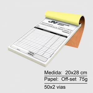 Talão 1 Via - 20x28cm Papel Off-set 75g  1x0 - Impressão 1 cor  Colado 