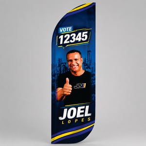 Tecido para Wind Banner Eleições Tecido Oxford  4x4 - Colorido Frente e Verso Impressão Ultra HD Sublimática Dupla-Face Costurado Confira o gabarito antes de enviar sua arte.