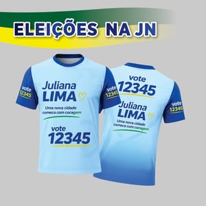 Camiseta Personalizada Eleições Helanca Plus  4x0 -  Colorido Frente 92,7% poliéster e 7,5% elastano Impressão Ultra HD 