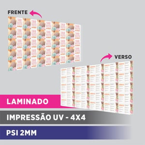 Placa de PS Laminada Ps Branco  4x4 - Colorido Frente e Verso Fosco Sem refile 