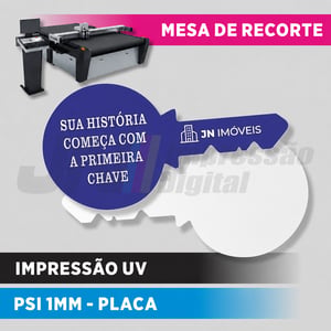 Placa PS com Recorte - 1mm PS Branco   Impressão UV Recorte em Mesa 