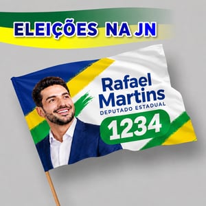 Bandeira Eleições - 140x200cm Tecido Bember  4x0 -  Colorido Frente Bolsa para Haste Refilado e Grampeado 