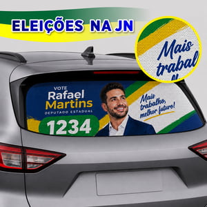 Adesivo Vidro Traseiro Eleições Vinil Perfurado 120g  4x0 -  Colorido Frente  Refile (Corte Reto) 