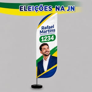WIND BANNER ELEIÇÕES KIT COMPLETO Tecido Oxford  4x4 - Colorido Frente e Verso Impressão HD Dupla-Face 