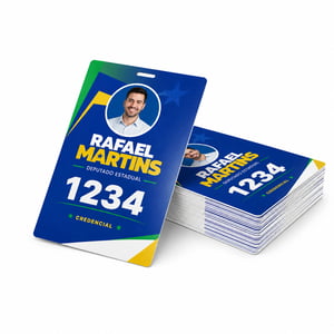 Credencial para Evento PVC 9 x 13 cm  impressão UV 4 Cantos arredondados 
