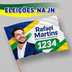 Bandeira Eleições - 100x140cm Tecido Bember  4x0 -  Colorido Frente Bolsa para Haste Refilado e Grampeado 