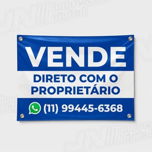 Lona Imobiliária Personalizada Lona 280g  4x0 -  Colorido Frente Impressão Solvente Ilhós nas 4 pontas 