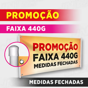 FAIXA EM LONA 440G Lona 440g  4x0 -  Colorido Frente Sem enobrecimento Bastão e 4 ilhoses 