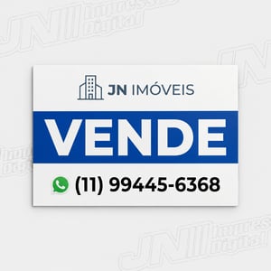 Placa Imobiliária - Ps 2mm Ps Branco 40x60cm 4x0 -  Colorido Frente Impressão UV Refile (Corte Reto) 