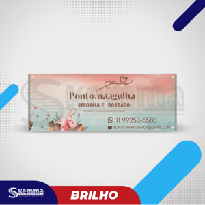 Faixa LONA BRILHO Lona 440g   Brilho Madeira Quadrada Lateral e Ilhós nas Pontas 