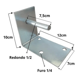 Mancal Galvanizado Com Pino Para Toldo Cortina Retratil