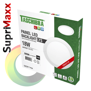 PAINEL LED 18W TASCHIBRA LYS REDONDO EMBUTIR predominante Plástico 207mm    especial para fachada em acm e etyc..