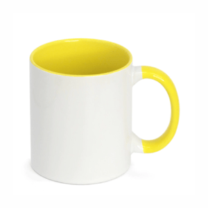 CANECA DE PORCELANA COM ALÇA E FUNDO COLORIDO PERSONALIZADA