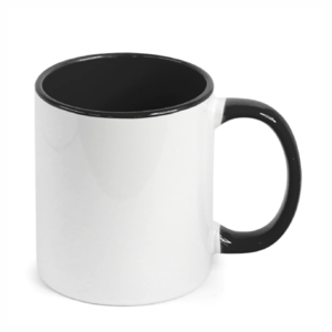 CANECA DE PORCELANA COM ALÇA E FUNDO COLORIDO PERSONALIZADA