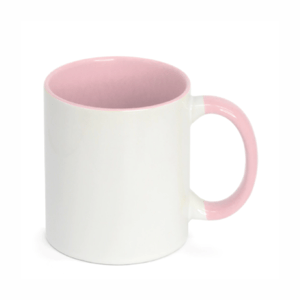 CANECA DE PORCELANA COM ALÇA E FUNDO COLORIDO PERSONALIZADA