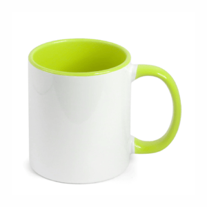 CANECA DE PORCELANA COM ALÇA E FUNDO COLORIDO PERSONALIZADA