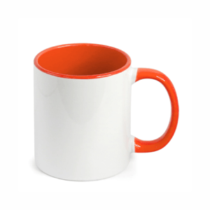 CANECA DE PORCELANA COM ALÇA E FUNDO COLORIDO PERSONALIZADA