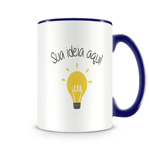 CANECA DE PORCELANA COM ALÇA E FUNDO COLORIDO PERSONALIZADA