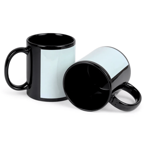 CANECA DE PORCELANA PRETA COM TARJA BRANCA PERSONALIZADA