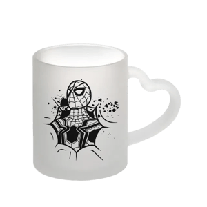 Caneca de Vidro Jateado com Alça Coração para Sublimação – 325ml