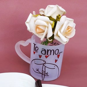 Caneca de Vidro Jateado com Alça Coração para Sublimação – 325ml