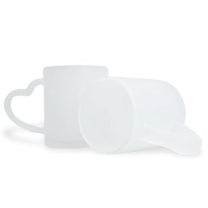 Caneca de Vidro Jateado com Alça Coração para Sublimação – 325ml