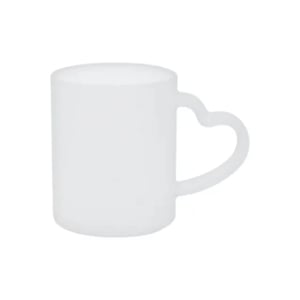 Caneca de Vidro Jateado com Alça Coração para Sublimação – 325ml
