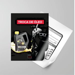 Adesivo Troca de Óleo  40x50mm 5x1 - Com Branco e 5x5 com Branco  Corte reto 