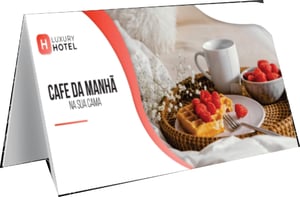 Prisma de Mesa PS 1mm 14x30cm 4x0 Impressão Uv Corte Reto com dobra 