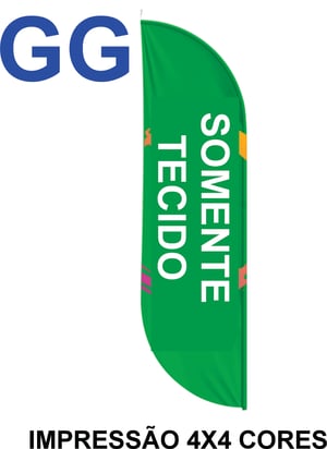 Tecido do Wind Banner GG Tecido Tactel - GG 290x65cm - GG 4x4  sem Base Somente o tecido. Confira o gabarito.