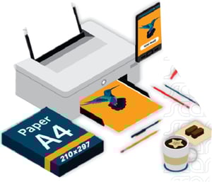 Impressão A4 - 210x297mm Off-Set 75gr 210x297 4x0 cores CMYK Tinta Pigmentada Sem refile 