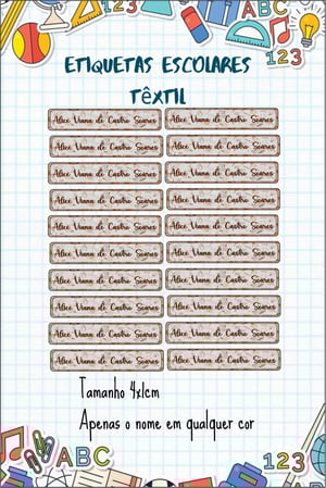 Etiqueta Escolar DTF Termocolante para Camisetas DTF Têxtil Folha Colorido  Pronto para aplicação 