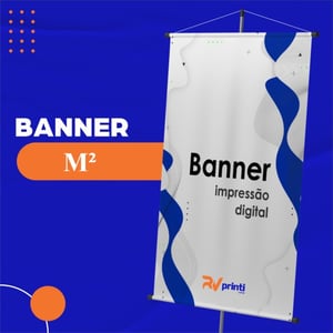 Banner Lona 440g Completo - m² Lona 440g M² Colorido Brilho ou Fosca Bastões, ponteiras brancas e corda para pendurar 