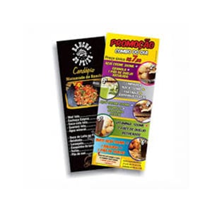 Panfletos 10x21 frente couchê 150g Couchê 150g 10x21 4x0 Frente colorido  Corte reto 