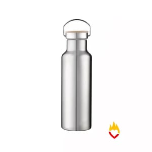 Garrafa Inox Leiteira - 500ml - Fosca - Parede Dupla - Térmica - Tampa Bambu
