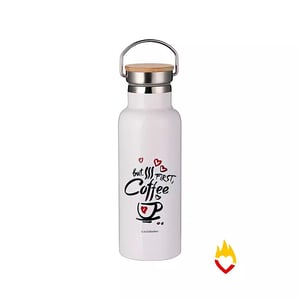 Garrafa Inox Leiteira - 500ml - Fosca - Parede Dupla - Térmica - Tampa Bambu