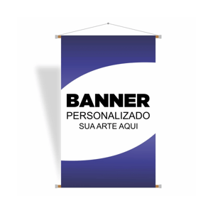 Banner - Padrão Lona 380g 80x120cm 4x0 Fosco Madeira e cordinha 