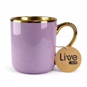 Caneca Imperial - Alça e Borda Dourada - 325ml Cerâmica     