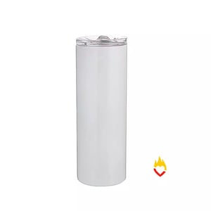 Copo Inox Tumbler - 600ml - Skinny - Branca - Térmico - Parede Dupla - Canudo Plástico