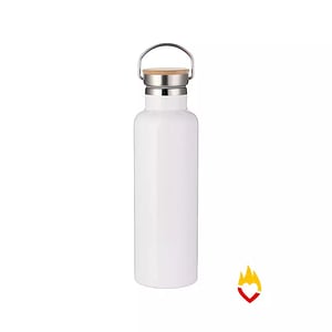 Garrafa Inox Leiteira - 500ml - Fosca - Parede Dupla - Térmica - Tampa Bambu