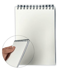 BLOCO DE ANOTAÇÕES A6 - CAPA MALEAVEL COUCHÊ 170g     