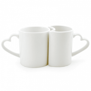 Caneca Love Dupla - Alça Coração - 325ml Cerâmica     