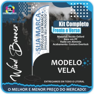 WIND BANNER MODELO VELA Tecido Oxford |  4X4 |  Costura Overlock 