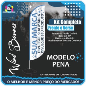 WIND BANNER MODELO PENA Tecido Oxford |  4X4 |  Costura Overlock 