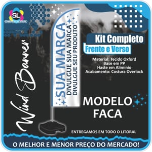 WIND BANNER MODELO FACA Tecido Oxford |  4X4 |  Costura Overlock 