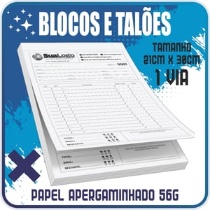 TALÕES 1VIA | 21cm X 30cm | AP56g   Cores de impressão: 1X0 (Preto e Branco)   