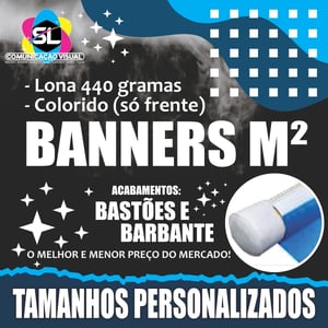 Banner Tamanho Personalizado Lona 440g Brilho M² | 4X0 |   